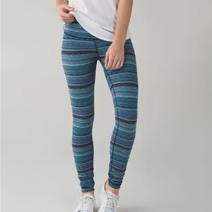 Lululemon Wunder Under Workout Pants Leggings, Space Dye Twist Naval Blue, 4
